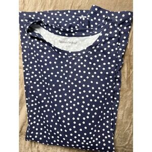 Woman Within Navy Blue White Polka Dot 3/4 Sleeve Knit Top Shirt Womens 18/20 L